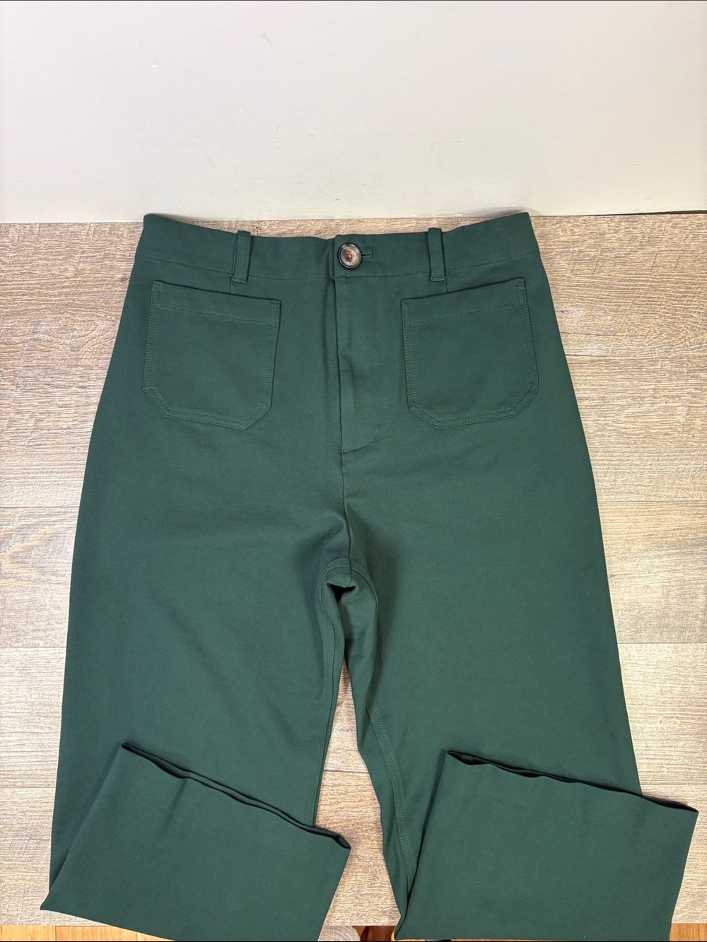 Anthropologie Green High Rise Ponte Wide Leg Pants Size 14